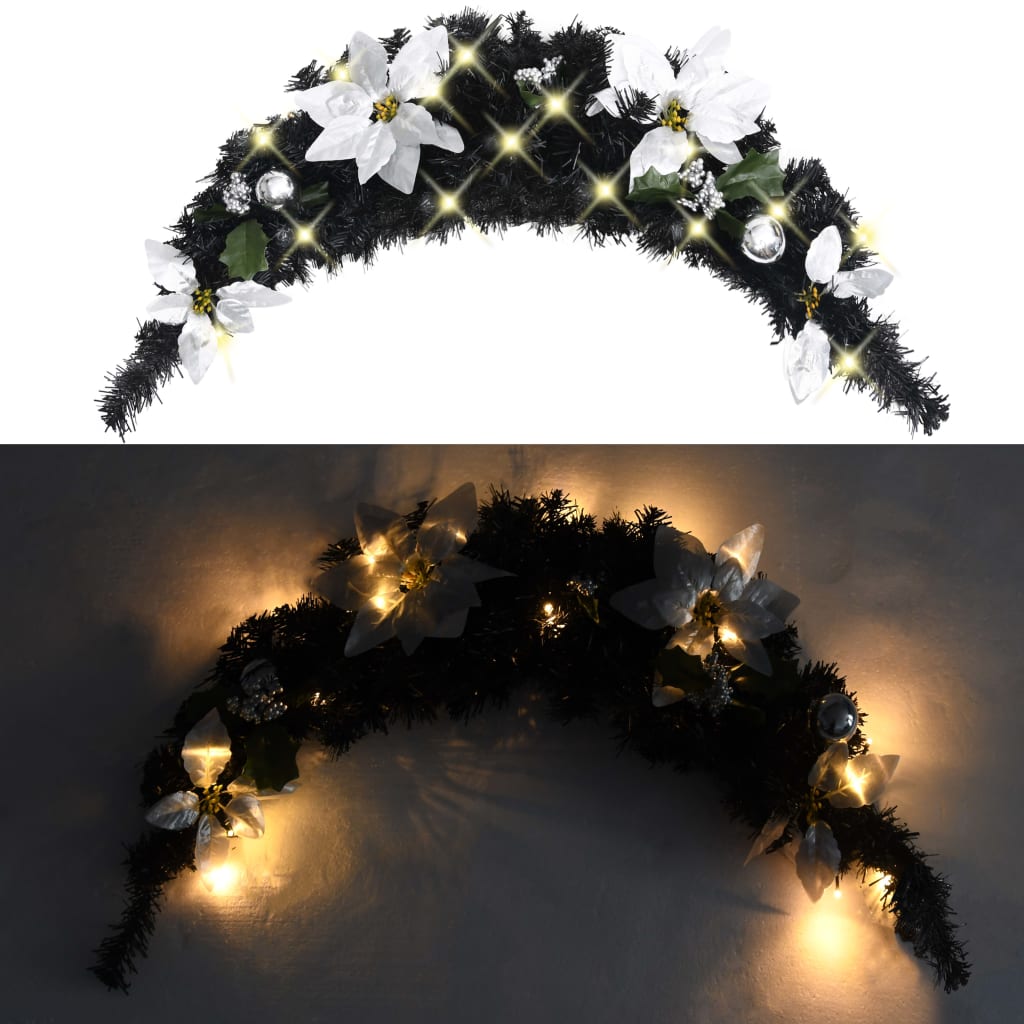 vidaXL Christmas Arch with LED Lights Black 90 cm PVC