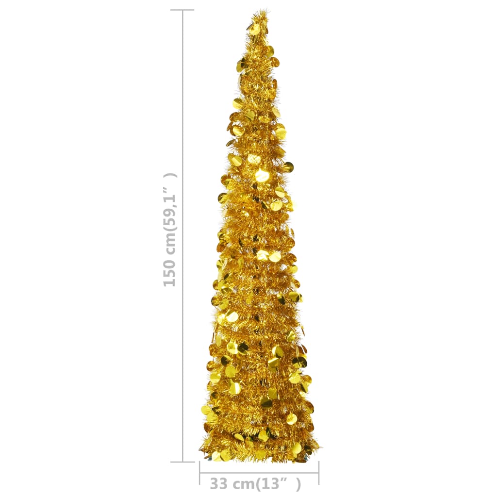 vidaXL Pop-up Artificial Christmas Tree Gold 150 cm PET