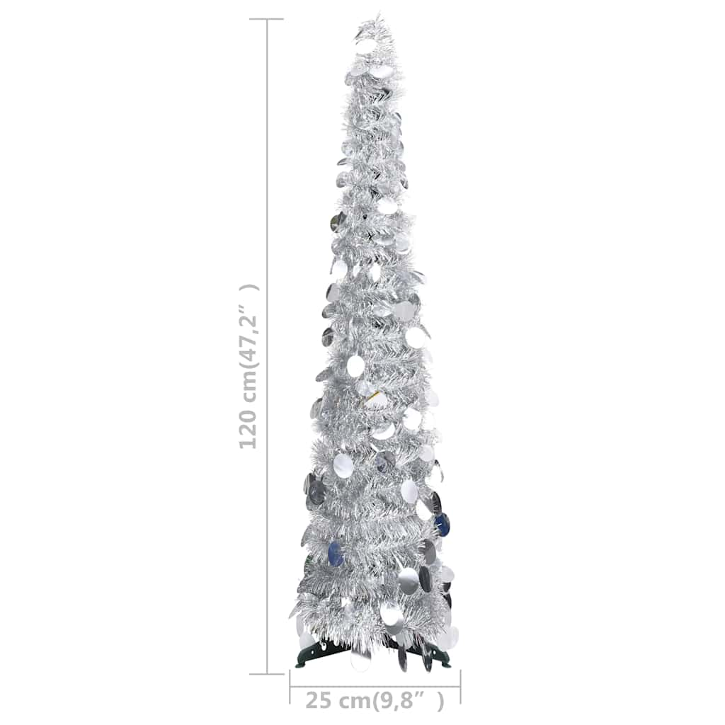 vidaXL Pop-up Artificial Christmas Tree Silver 120 cm PET