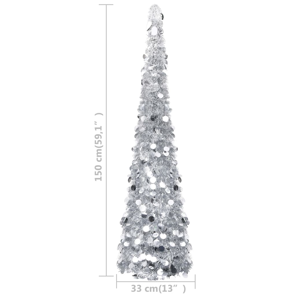 vidaXL Pop-up Artificial Christmas Tree Silver 150 cm PET