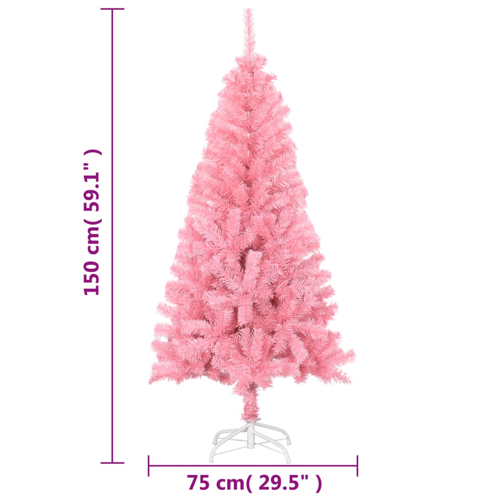 vidaXL Artificial Christmas Tree with Stand Pink 150 cm PVC