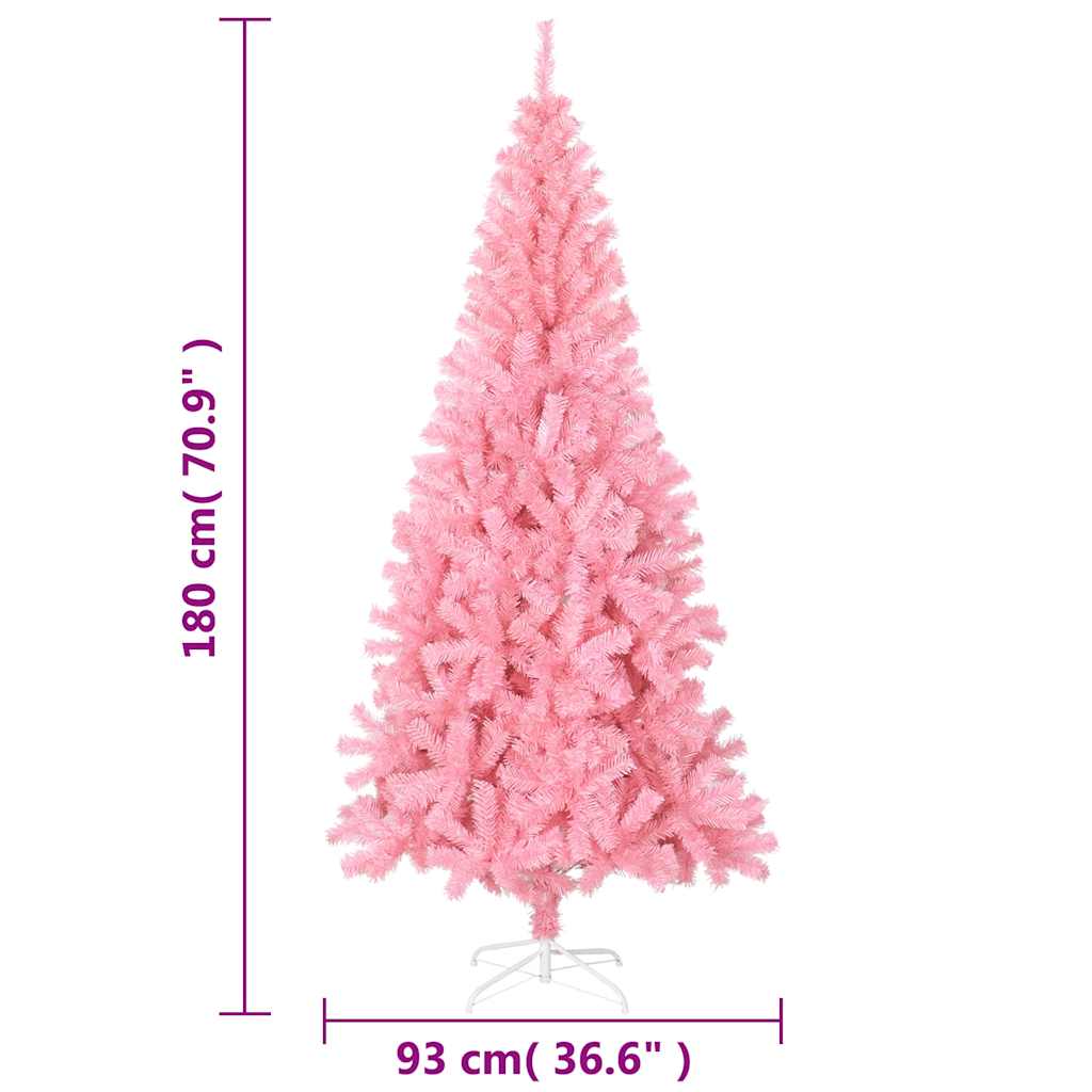 vidaXL Artificial Christmas Tree with Stand Pink 180 cm PVC