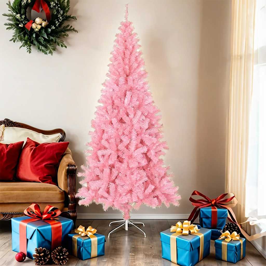 vidaXL Artificial Christmas Tree with Stand Pink 180 cm PVC