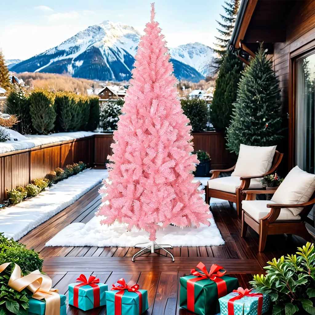 vidaXL Artificial Christmas Tree with Stand Pink 210 cm PVC