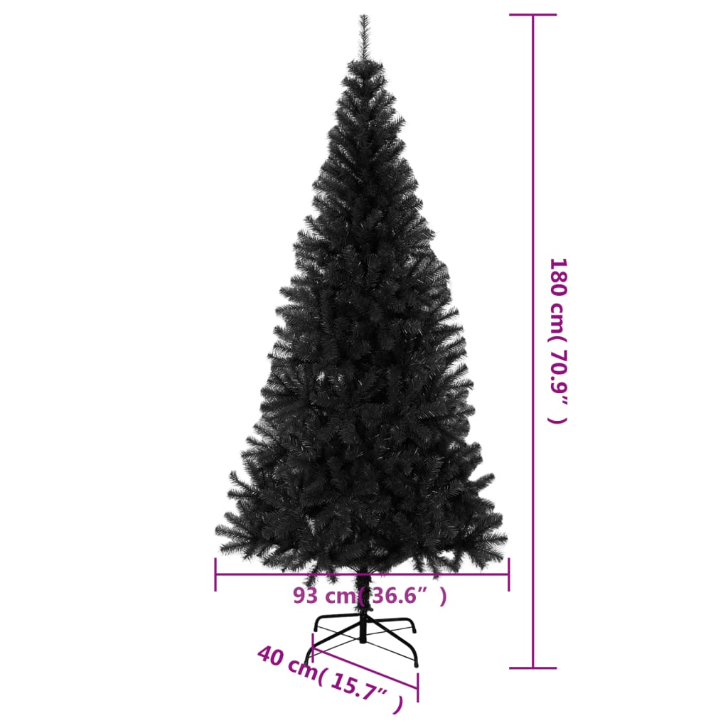 vidaXL Artificial Christmas Tree with Stand Black 180 cm PVC