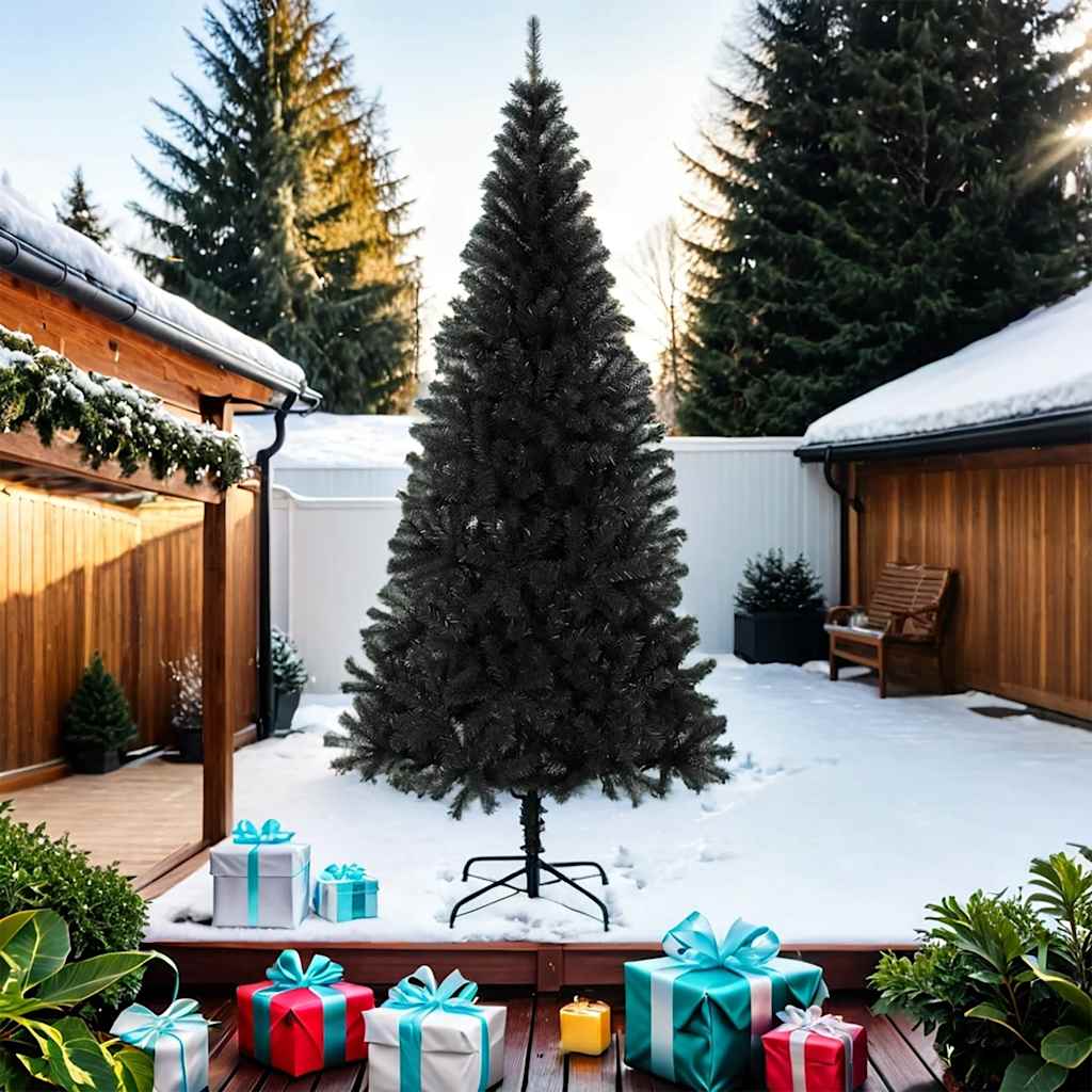 vidaXL Artificial Christmas Tree with Stand Black 210 cm PVC