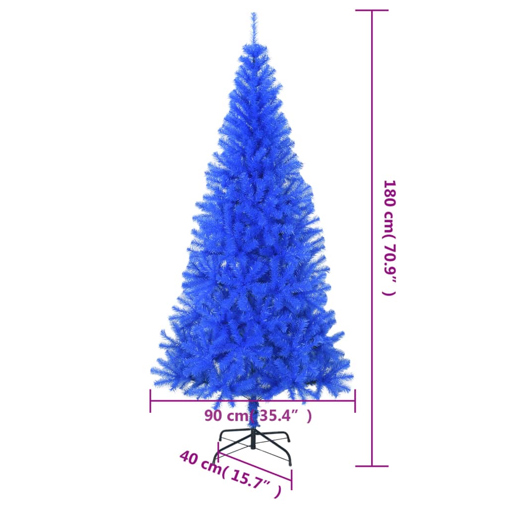 vidaXL Artificial Christmas Tree with Stand Blue 180 cm PVC