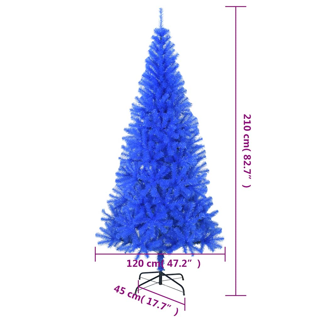 vidaXL Artificial Christmas Tree with Stand Blue 210 cm PVC