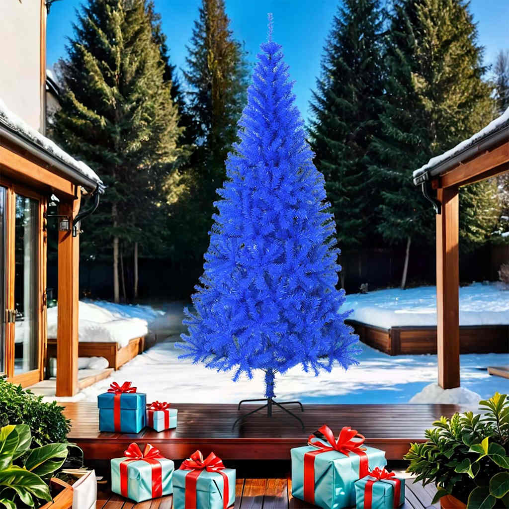 vidaXL Artificial Christmas Tree with Stand Blue 210 cm PVC