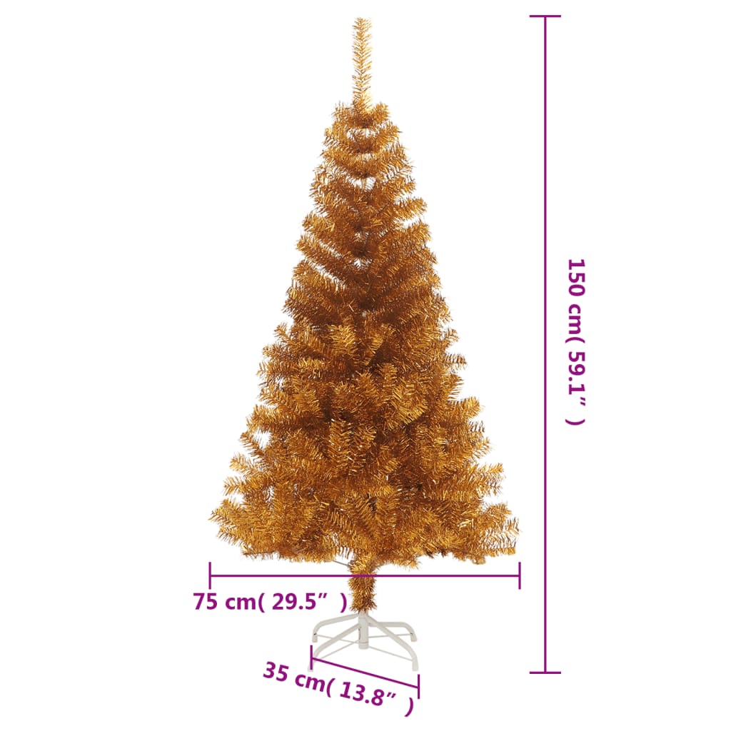 vidaXL Artificial Christmas Tree with Stand Gold 150 cm PET