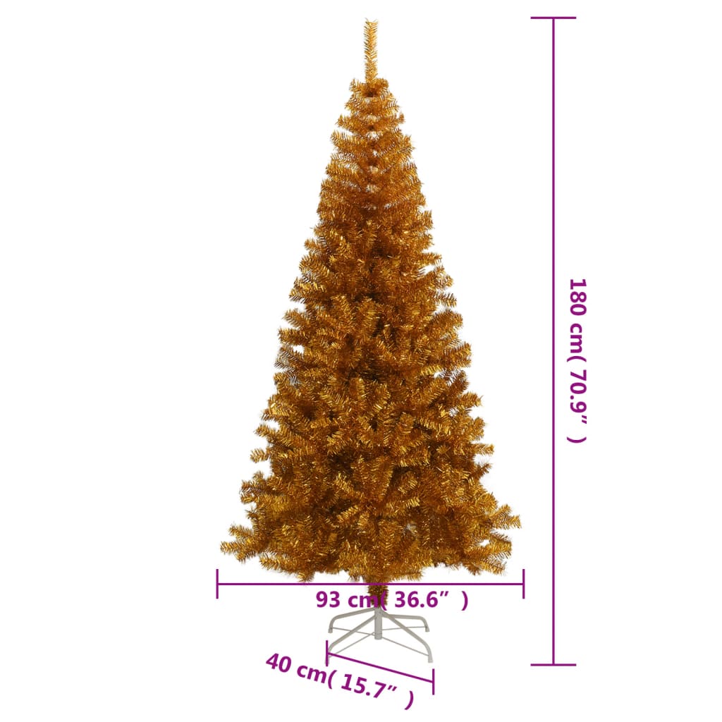 vidaXL Artificial Christmas Tree with Stand Gold 180 cm PET