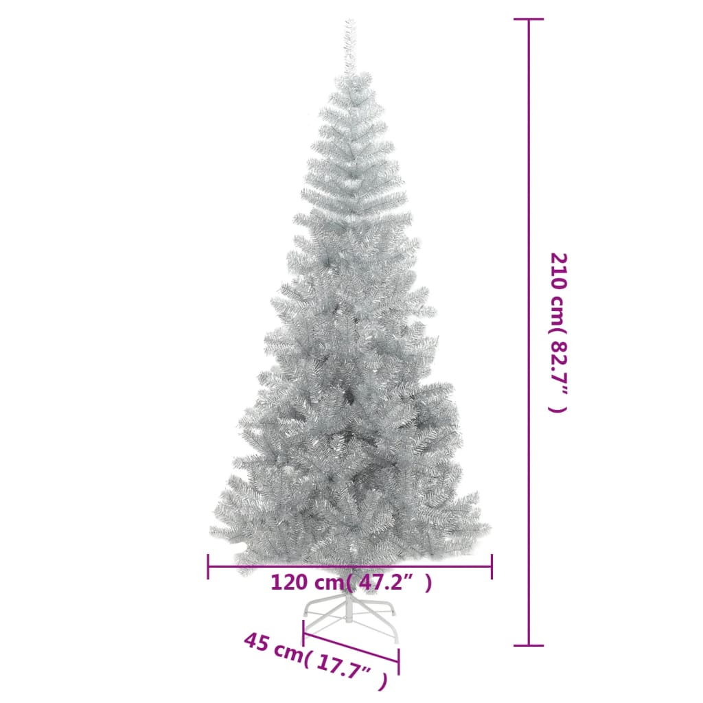 vidaXL Artificial Christmas Tree with Stand Silver 210 cm PET