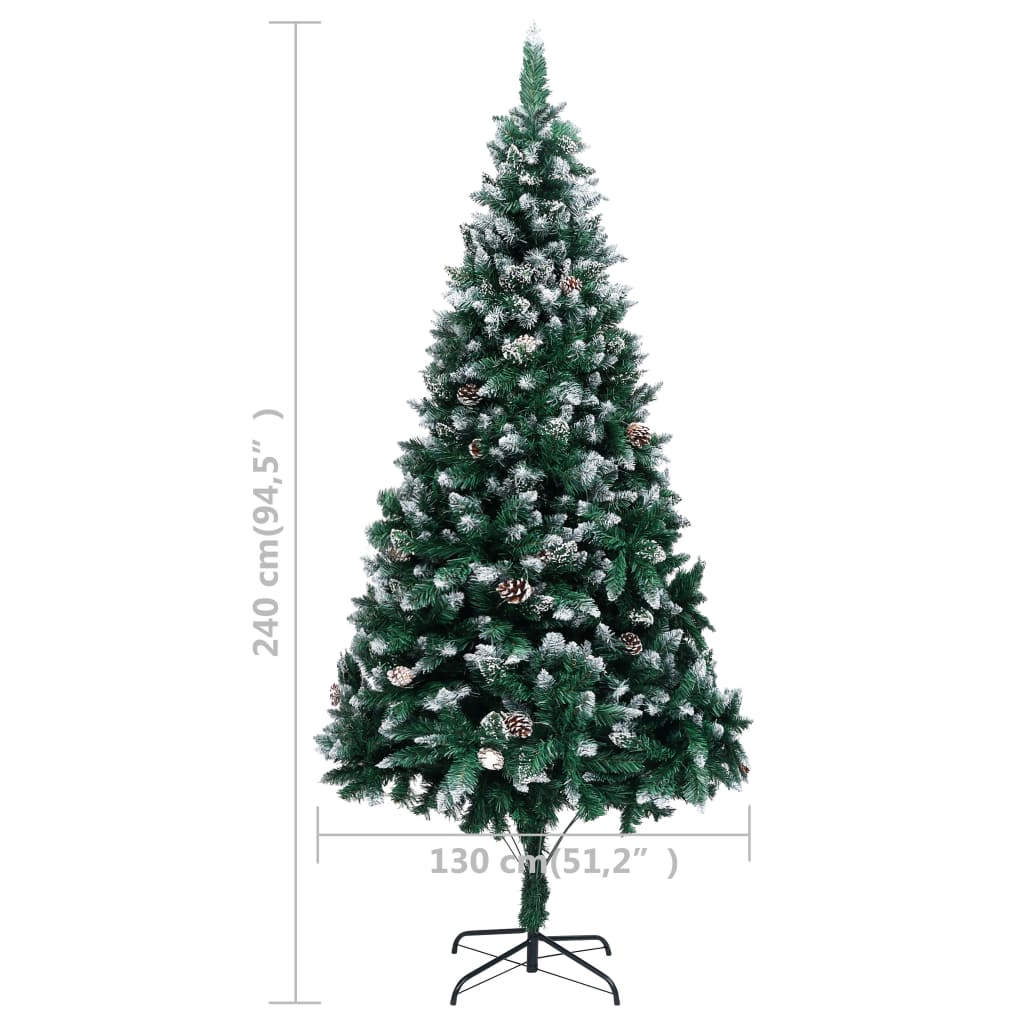 vidaXL Artificial Christmas Tree with Pine Cones and White Snow 240 cm