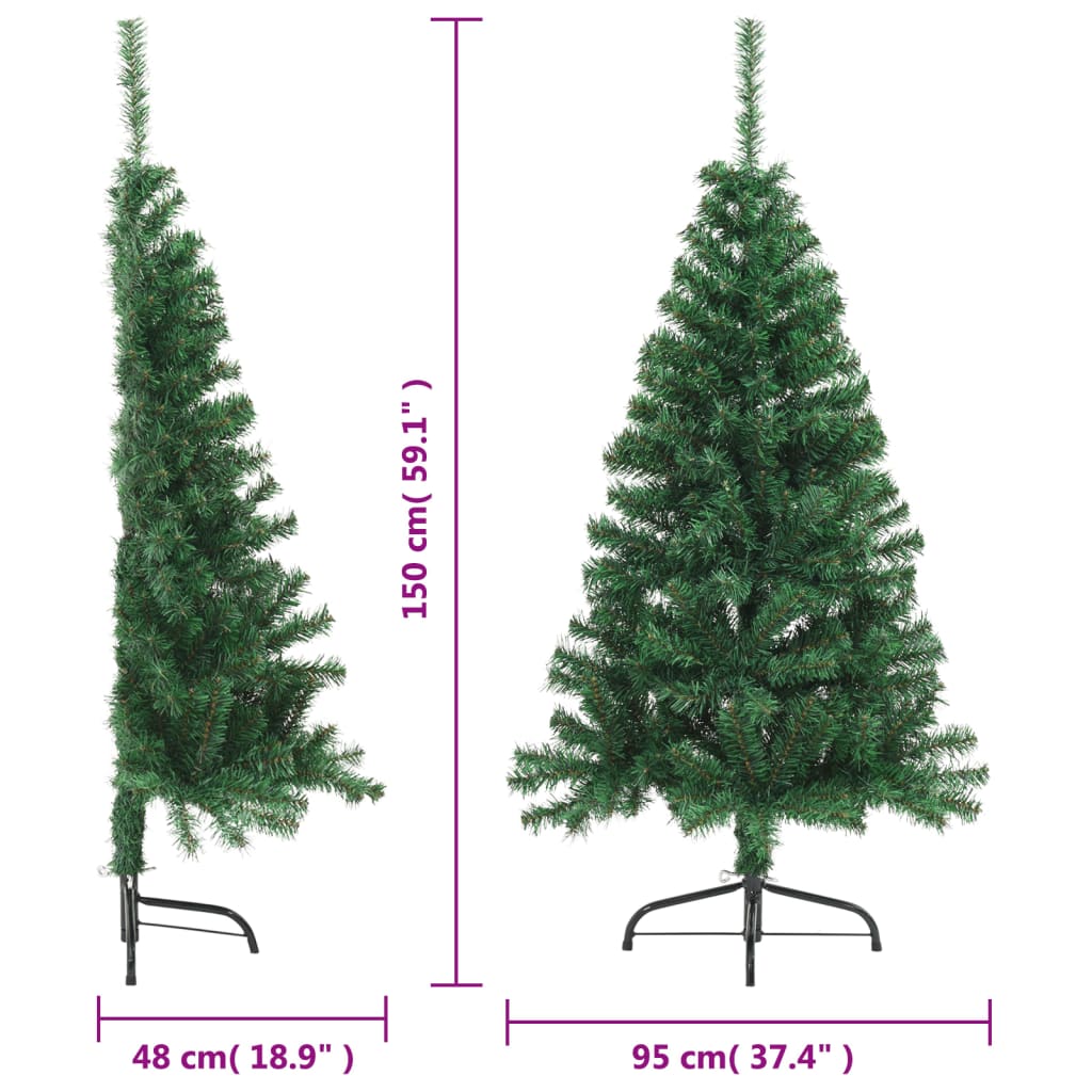 vidaXL Artificial Half Christmas Tree with Stand Green 150 cm PVC