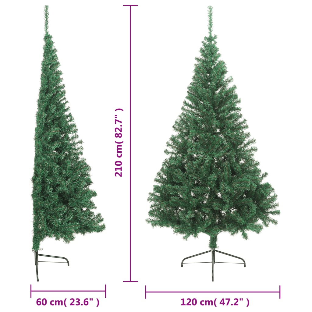 vidaXL Artificial Half Christmas Tree with Stand Green 210 cm PVC