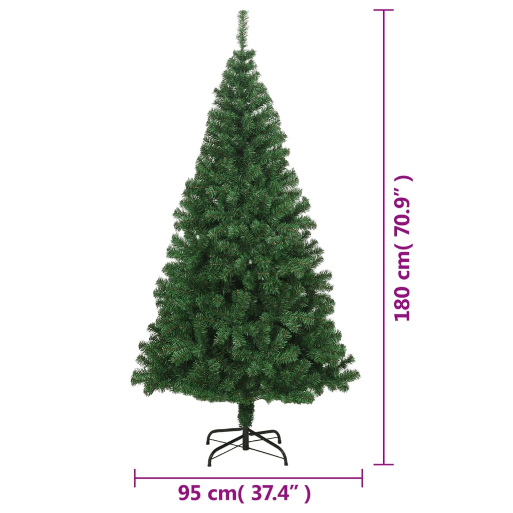 vidaXL Artificial Christmas Tree with Thick Branches Green 180 cm PVC