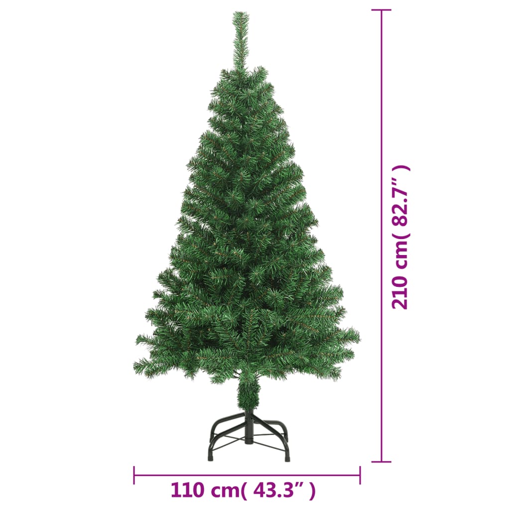 vidaXL Artificial Christmas Tree with Thick Branches Green 210 cm PVC