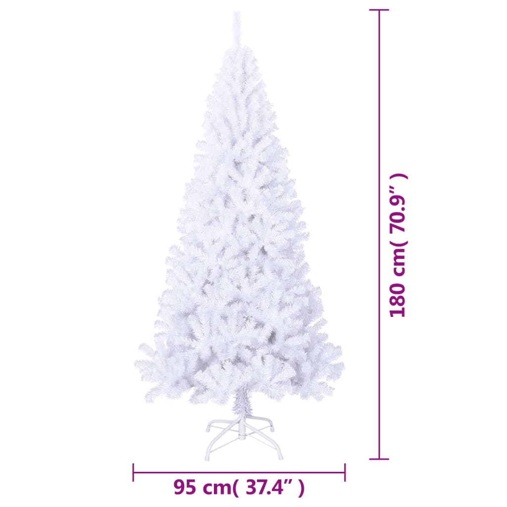 vidaXL Artificial Christmas Tree with Thick Branches White 180 cm PVC