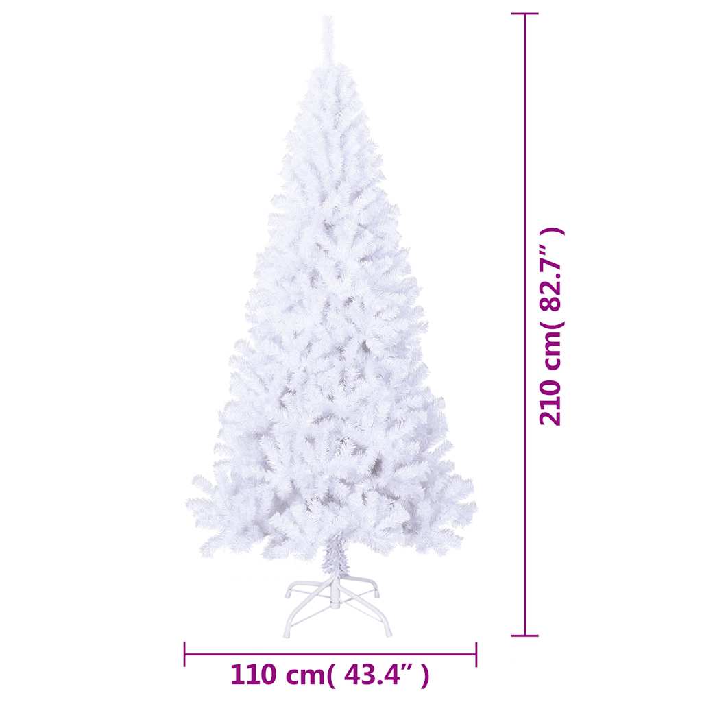 vidaXL Artificial Christmas Tree with Thick Branches White 210 cm PVC