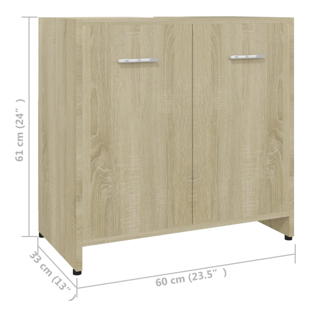 Badkamermeubel Sonoma Eiken 60x33x61 cm Engineered Wood