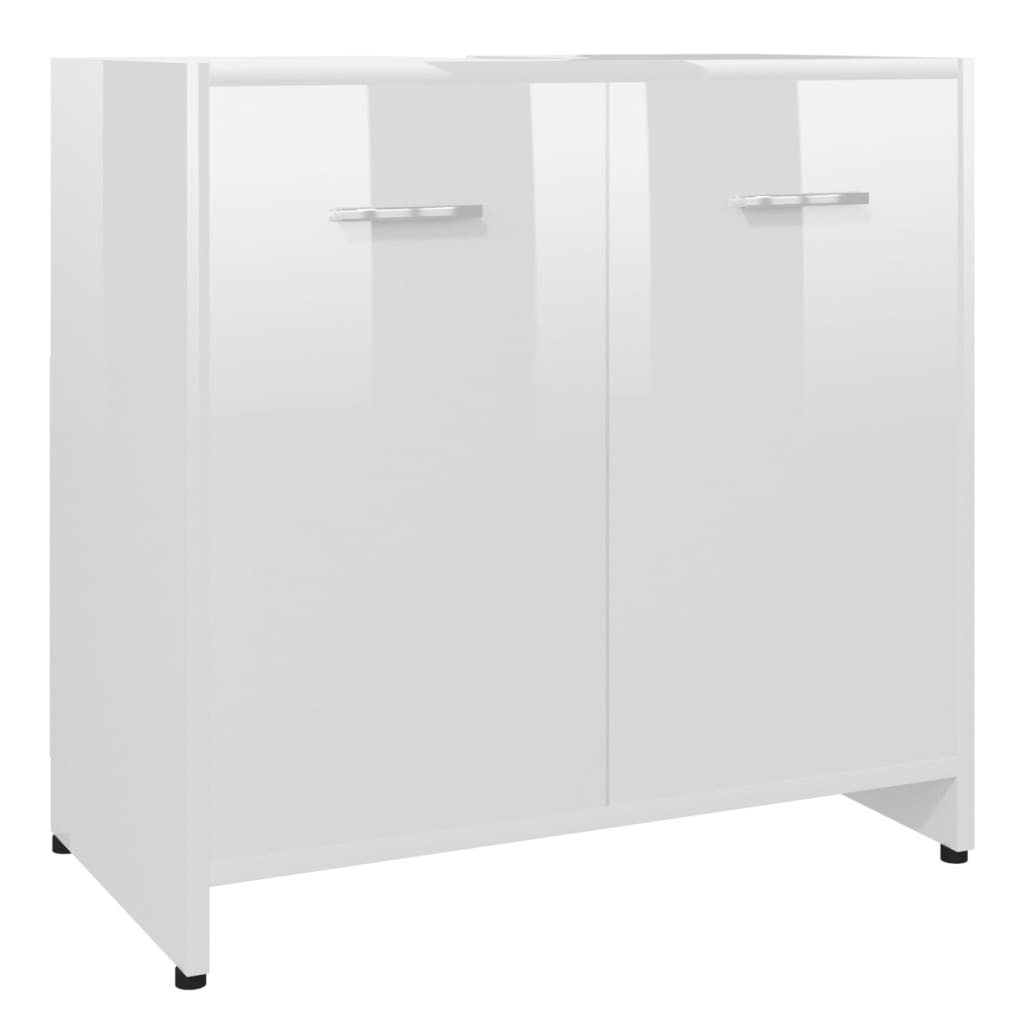 vidaXL Bathroom Cabinet High Gloss White 60x33x61 cm Engineered Wood