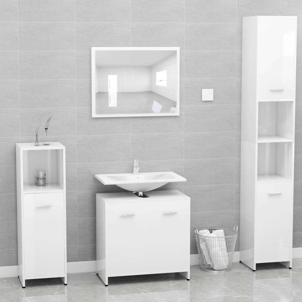 vidaXL Bathroom Cabinet High Gloss White 60x33x61 cm Engineered Wood