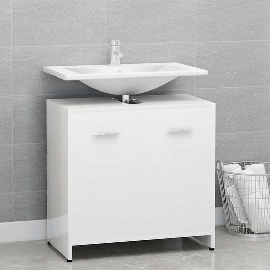 vidaXL Bathroom Cabinet High Gloss White 60x33x61 cm Engineered Wood