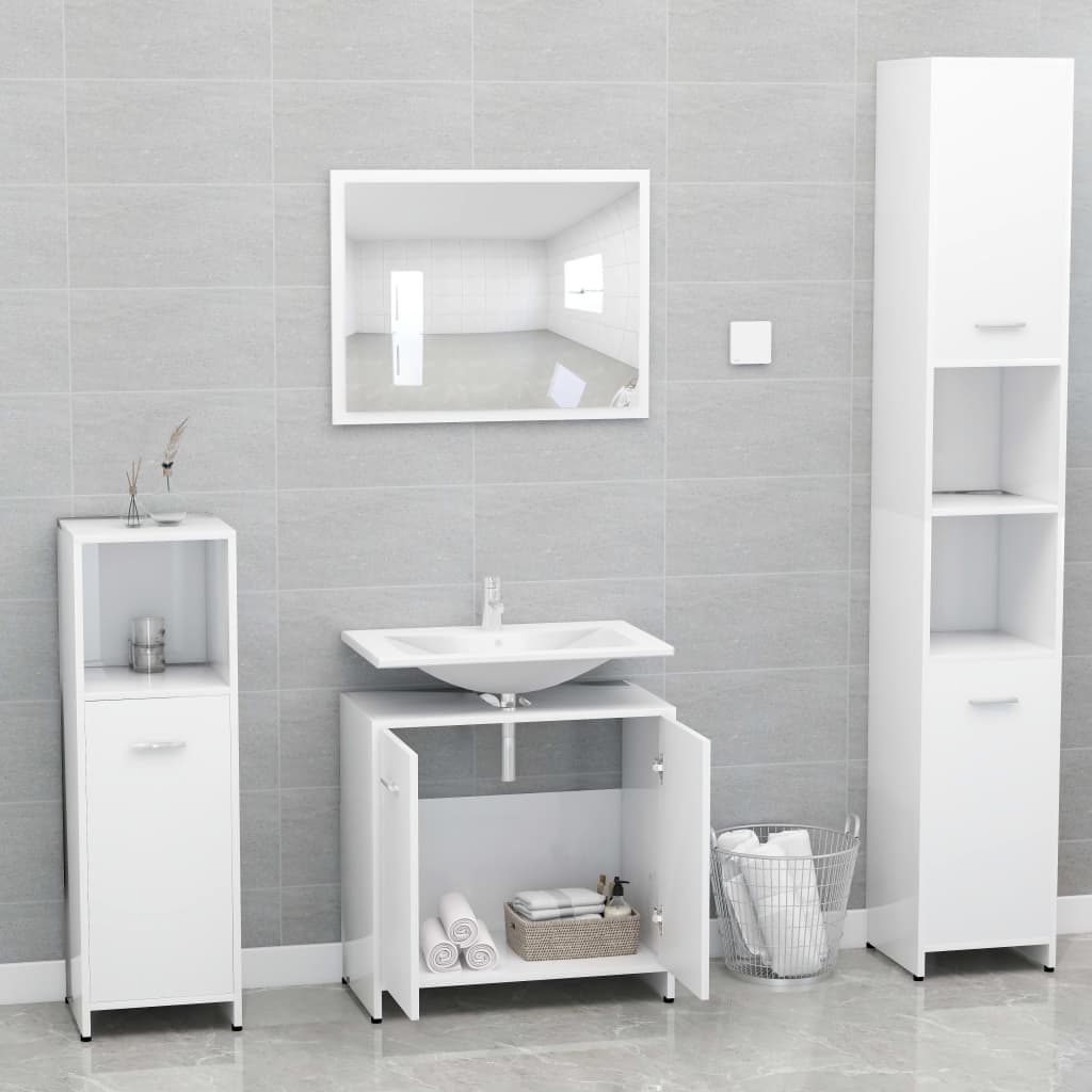 vidaXL Bathroom Furniture Set White Engineered Wood