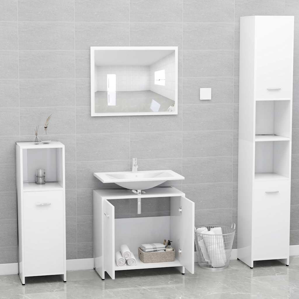 vidaXL Bathroom Furniture Set White Engineered Wood