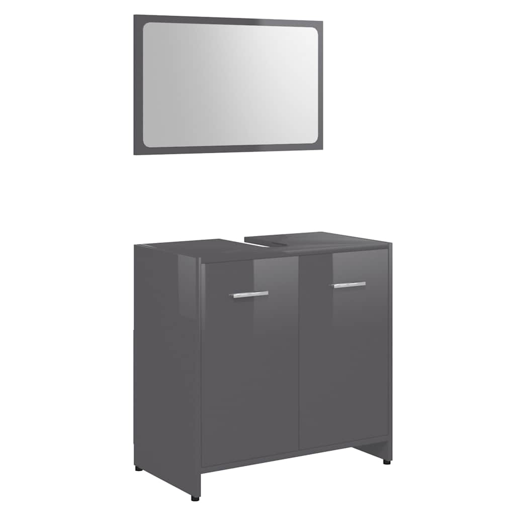 vidaXL Bathroom Furniture Set High Gloss Grey Engineered Wood