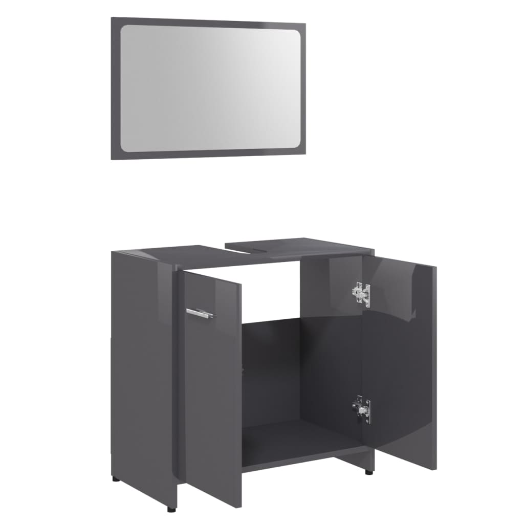 vidaXL Bathroom Furniture Set High Gloss Grey Engineered Wood