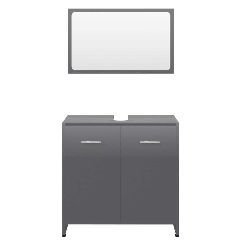 vidaXL Bathroom Furniture Set High Gloss Grey Engineered Wood