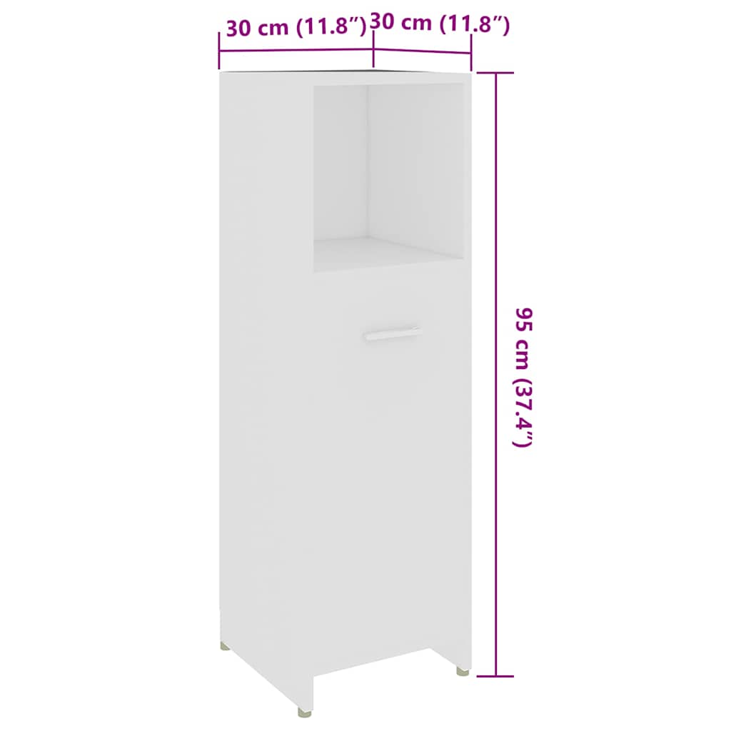 802588 vidaXL Bathroom Cabinet White 30x30x95 cm Engineered Wood