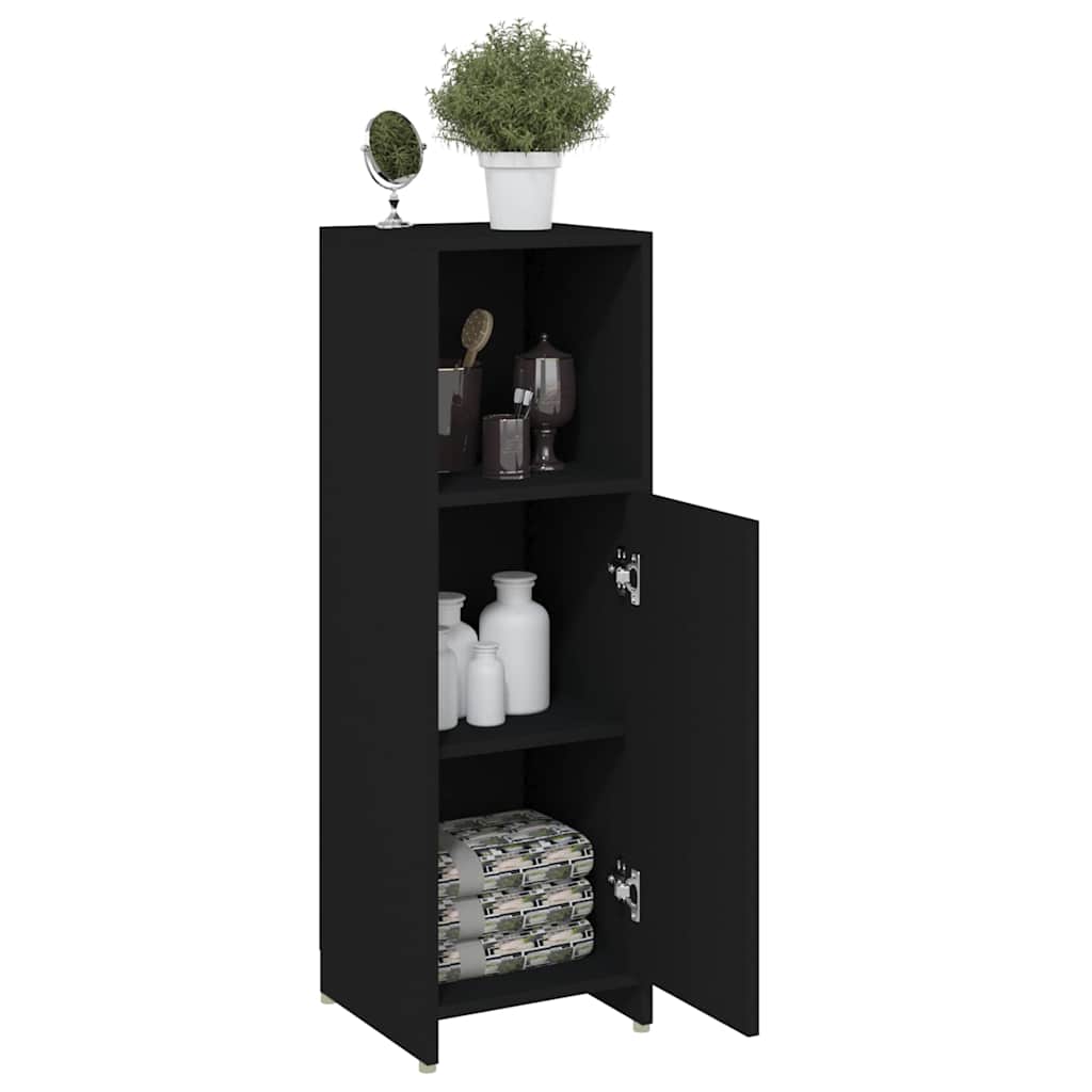 802589 vidaXL Bathroom Cabinet Black 30x30x95 cm Engineered Wood