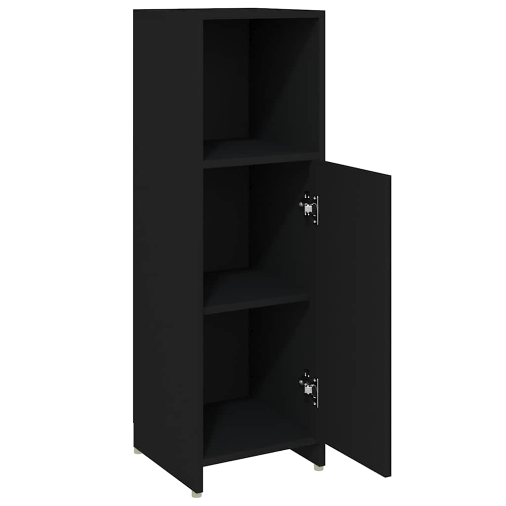 802589 vidaXL Bathroom Cabinet Black 30x30x95 cm Engineered Wood
