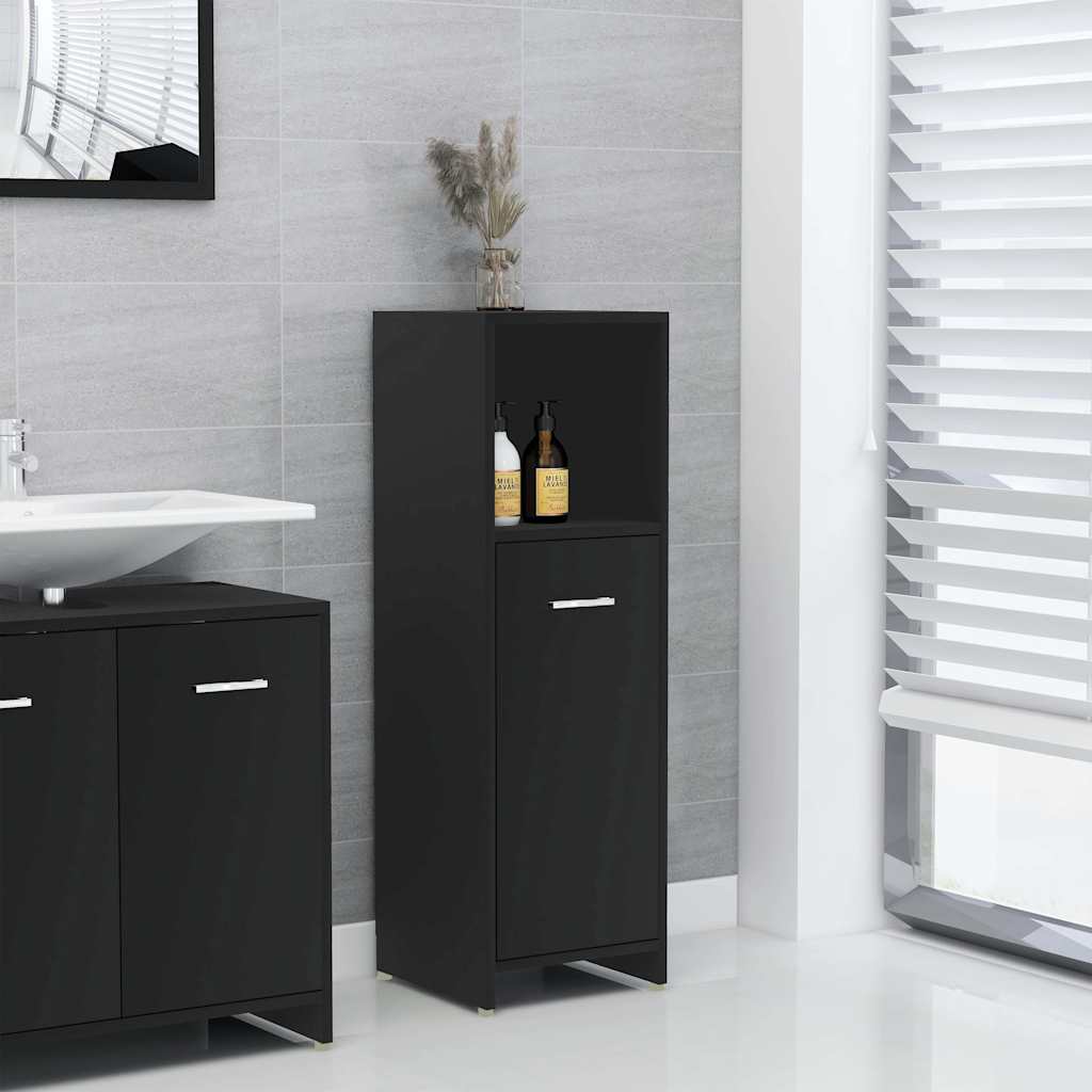 802589 vidaXL Bathroom Cabinet Black 30x30x95 cm Engineered Wood