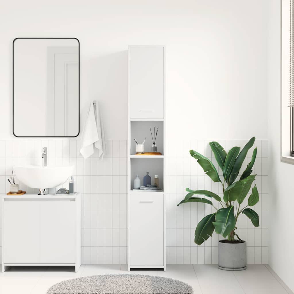 802597 vidaXL Bathroom Cabinet White 30x30x183,5 cm Engineered Wood