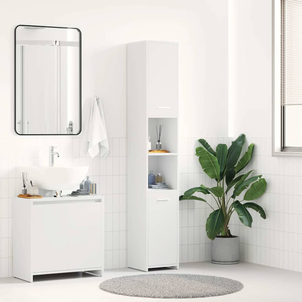 Bathroom Cabinet | White | Engineered Wood | Tall | Bathroom Cabinet