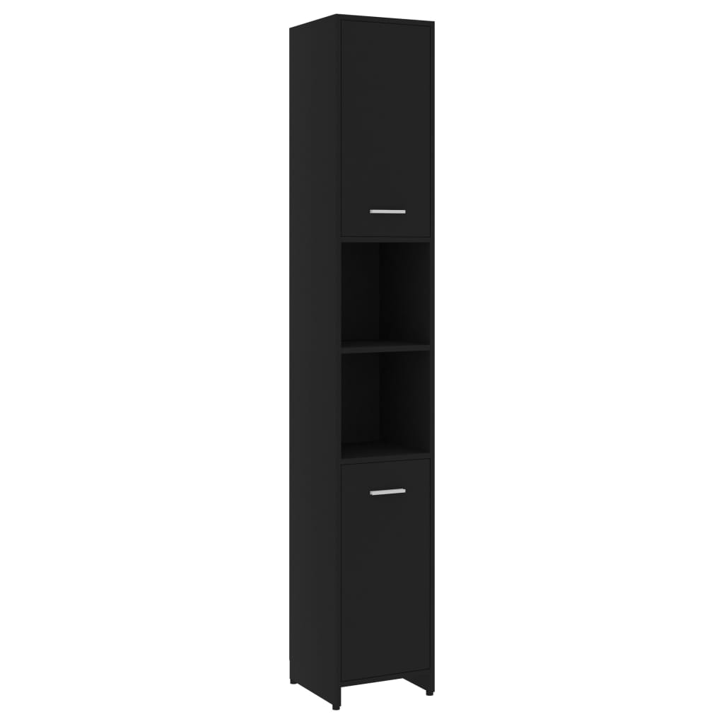 vidaXL Bathroom Cabinet Black 30x30x183.5 cm Engineered Wood