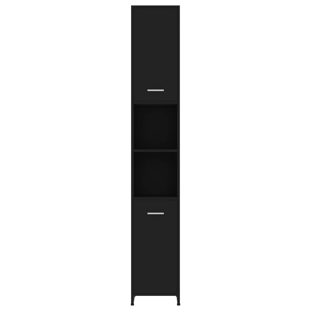 vidaXL Bathroom Cabinet Black 30x30x183.5 cm Engineered Wood