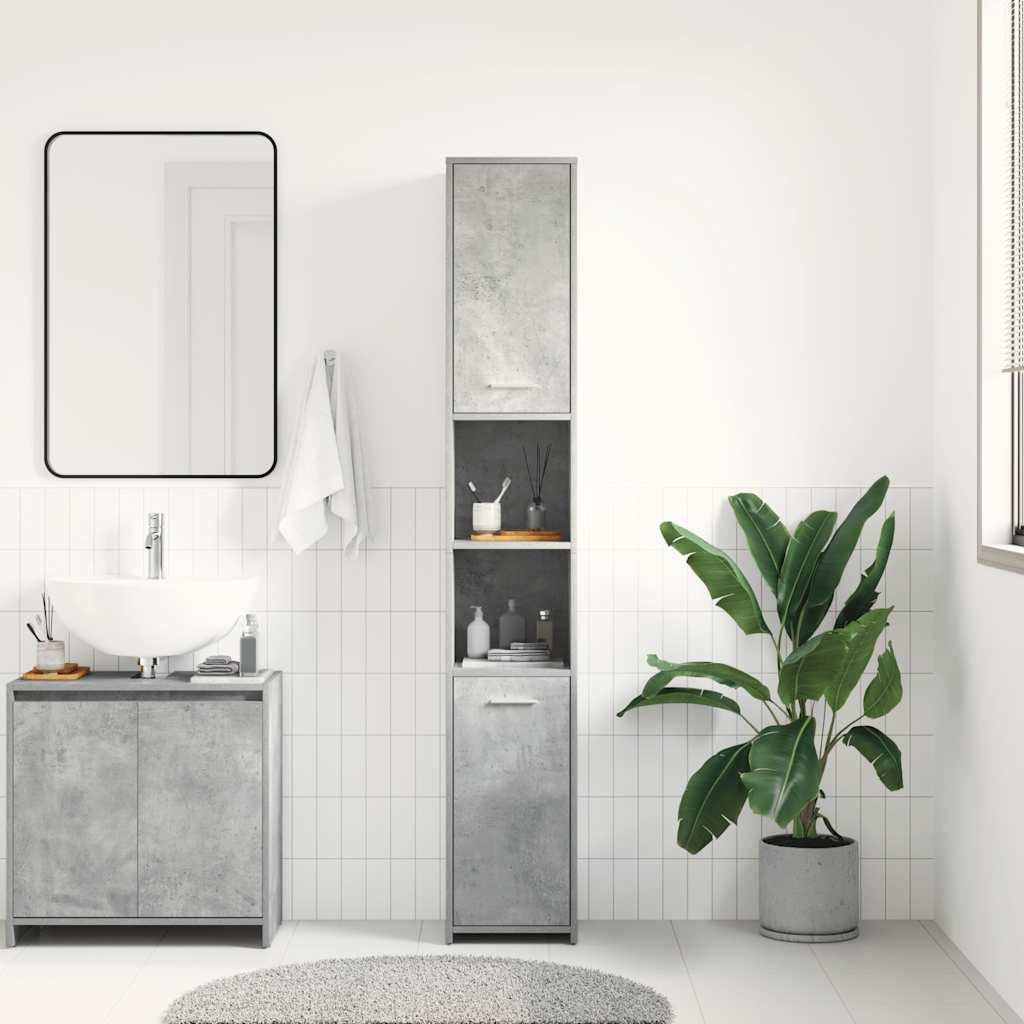 Bathroom Cabinet | Concrete grey | Engineered wood | Tall