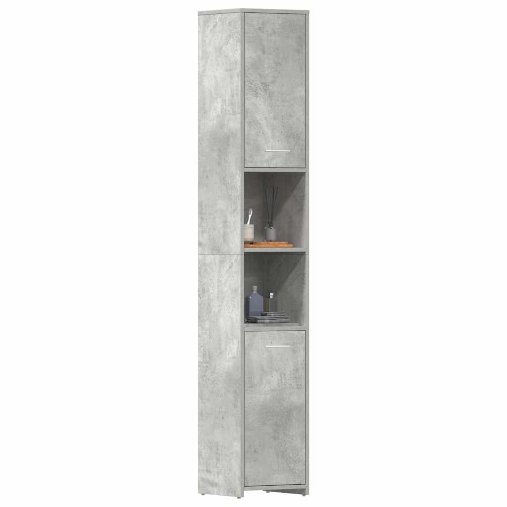 802601 vidaXL Bathroom Cabinet Concrete Grey 30x30x183,5 cm Engineered Wood