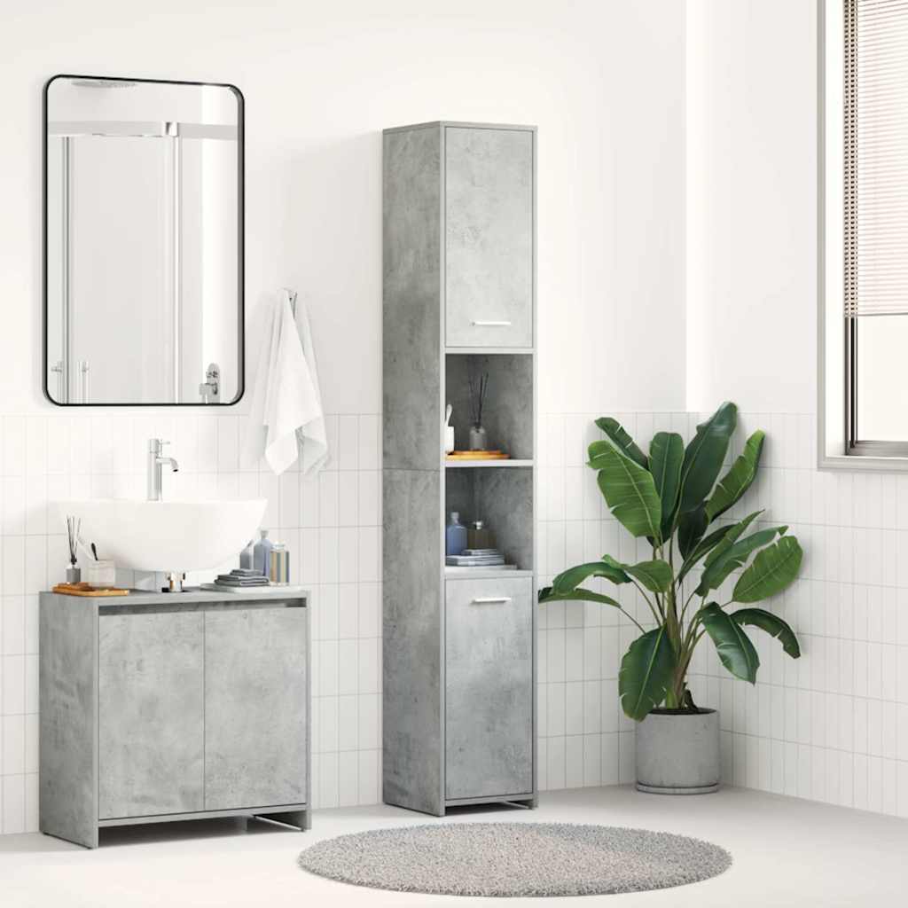 Bathroom Cabinet | Concrete grey | Engineered wood | Tall