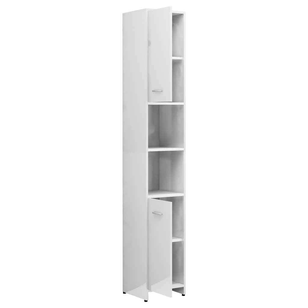 vidaXL Bathroom Cabinet High Gloss White 30x30x183.5 cm Engineered Wood