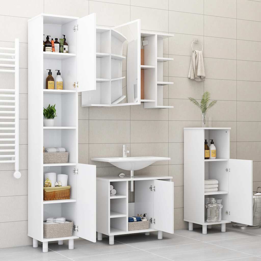 802606 vidaXL Bathroom Mirror Cabinet White 80x20,5x64 cm Engineered Wood