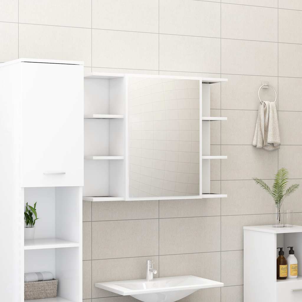 802606 vidaXL Bathroom Mirror Cabinet White 80x20,5x64 cm Engineered Wood
