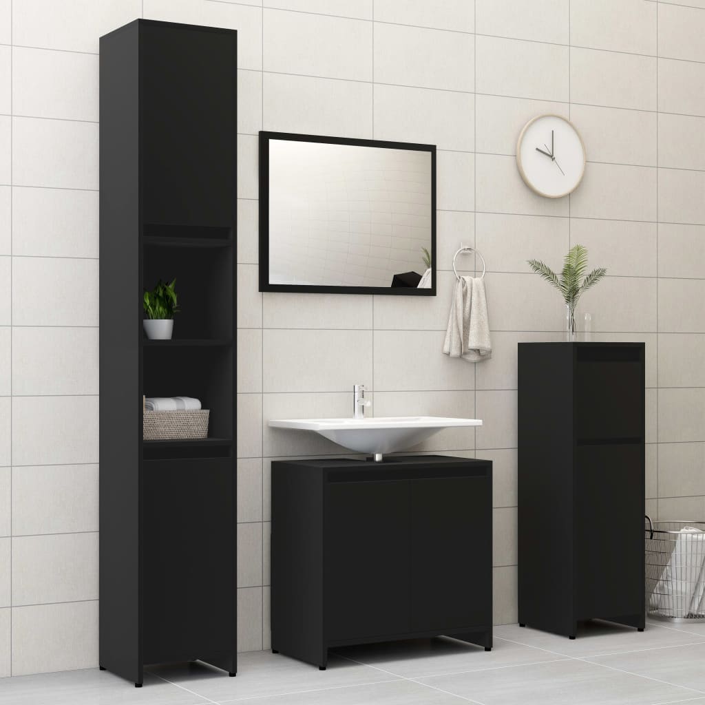 vidaXL Bathroom Cabinet Black 60x33x61 cm Engineered Wood