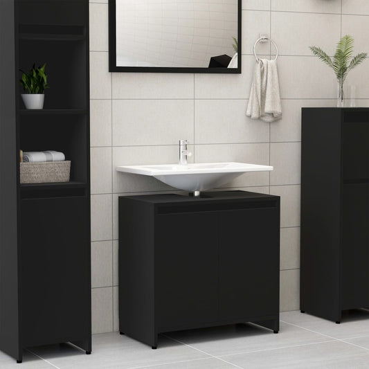 vidaXL Bathroom Cabinet Black 60x33x61 cm Engineered Wood