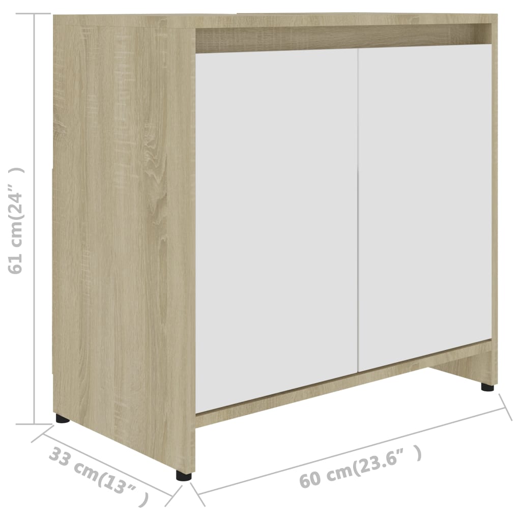 vidaXL Bathroom Cabinet High Gloss White 60x33x61 cm Engineered Wood