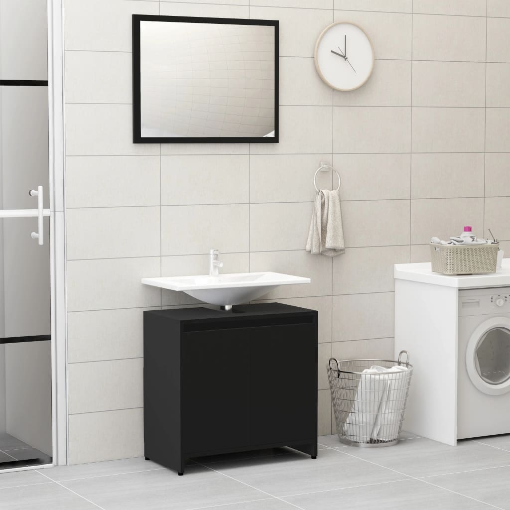 vidaXL Bathroom Furniture Set Black Engineered Wood